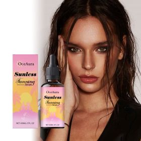 Sunless Tanning Serum Natural Dark Bronze Glow Quick Absorb Streak-Free Body Bronzing Oil Lightweight Self Tanner for Beach Vacation Outdoor Skin
