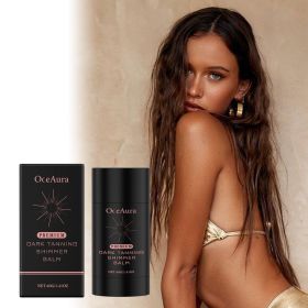 Premium Dark Tanning Shimmer Balm Stick 40g Portable Glow Bronzing Boost Stick Silky Shimmery Finish for Outdoor Beach & Indoor Tanning Bed Deep